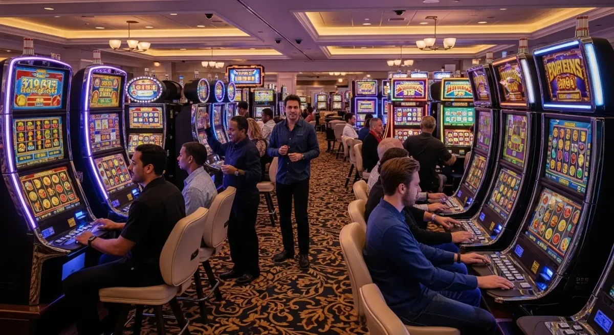 malina casino Casinò con giocatori alle slot machine luminose