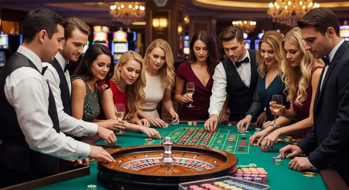 malina casino Persone eleganti giocano alla roulette al casinò